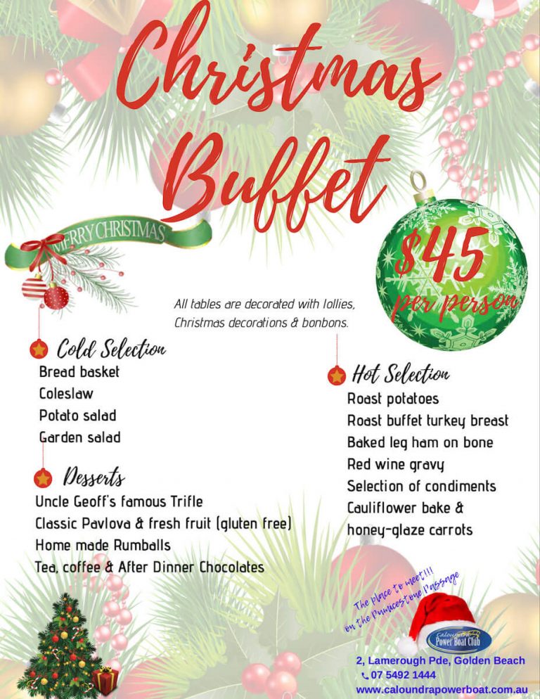 Function Menus Caloundra Power Boat Club